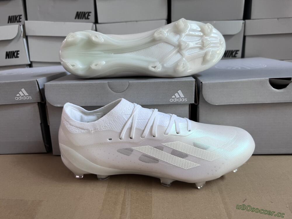 Men's Adidas X Crazyfast.1 FG Firm Ground Low-Tops Football Boots - White/White/White