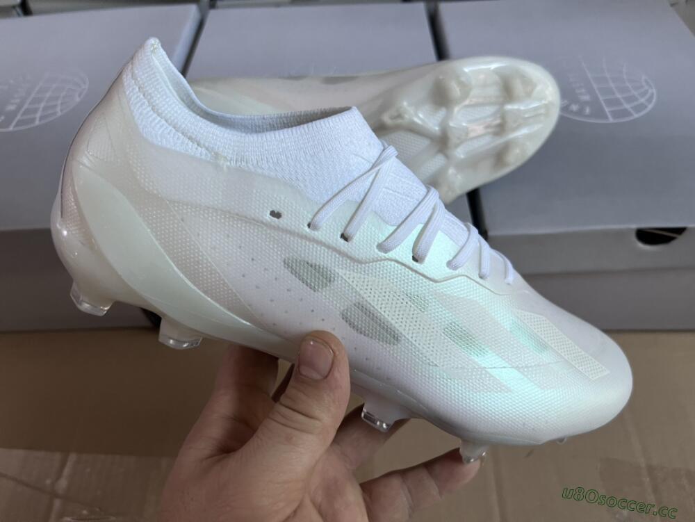 Men's Adidas X Crazyfast.1 FG Firm Ground Low-Tops Football Boots - White/White/White