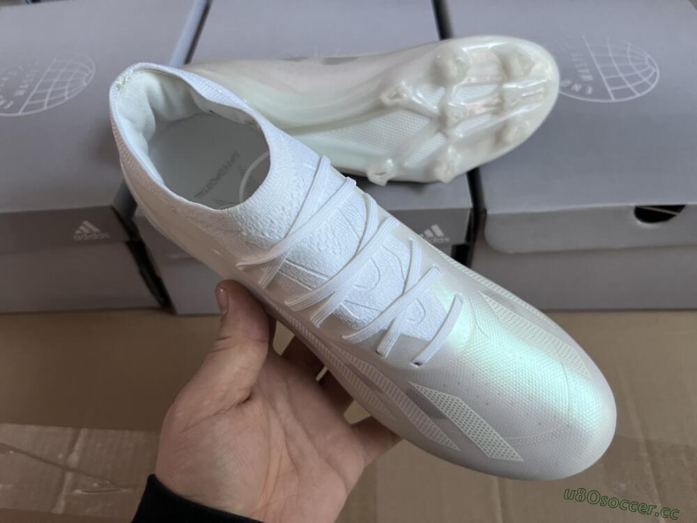 Men's Adidas X Crazyfast.1 FG Firm Ground Low-Tops Football Boots - White/White/White
