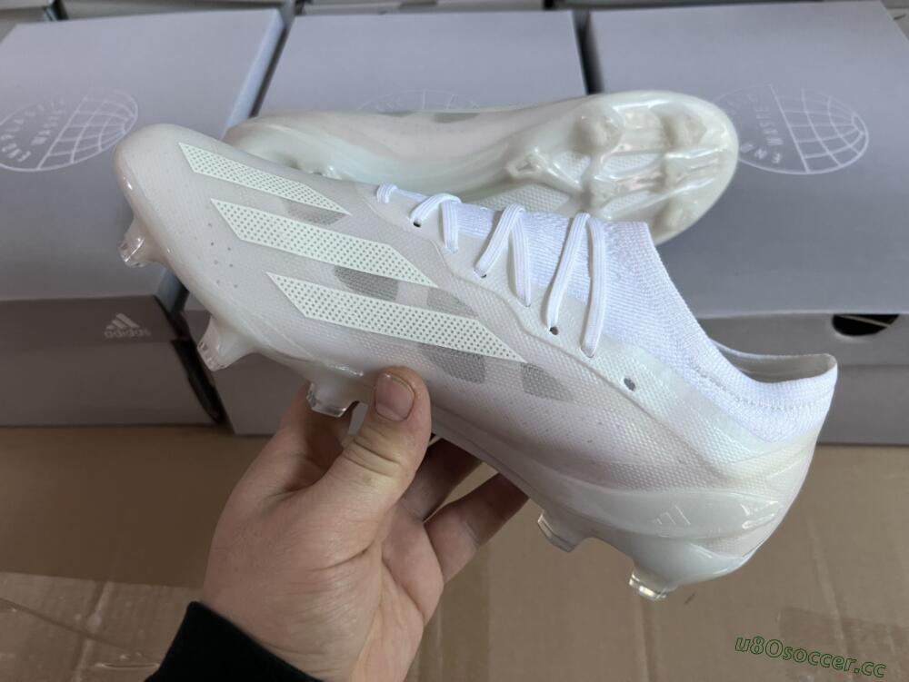 Men's Adidas X Crazyfast.1 FG Firm Ground Low-Tops Football Boots - White/White/White