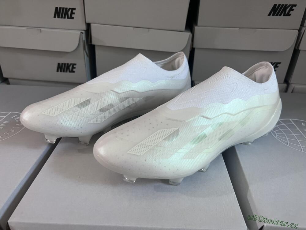 Men's Adidas X Crazyfast+ LL FG Firm Ground Low-Tops Football Boots - White/White/White