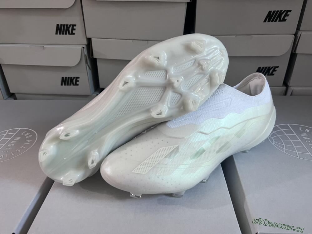 Men's Adidas X Crazyfast+ LL FG Firm Ground Low-Tops Football Boots - White/White/White