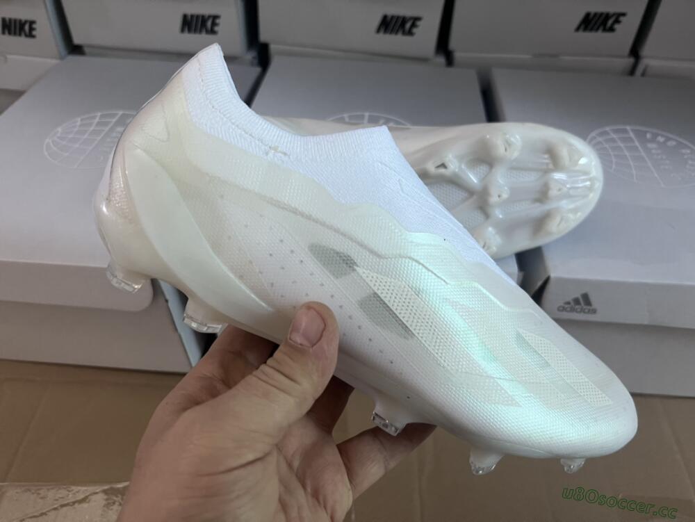Men's Adidas X Crazyfast+ LL FG Firm Ground Low-Tops Football Boots - White/White/White