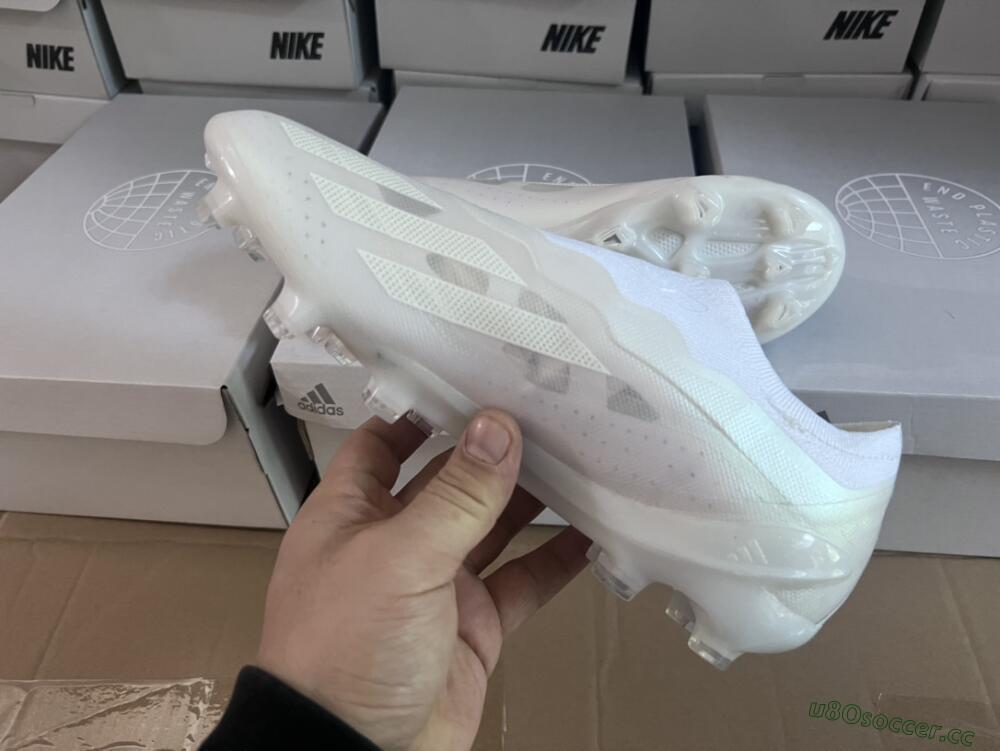 Men's Adidas X Crazyfast+ LL FG Firm Ground Low-Tops Football Boots - White/White/White