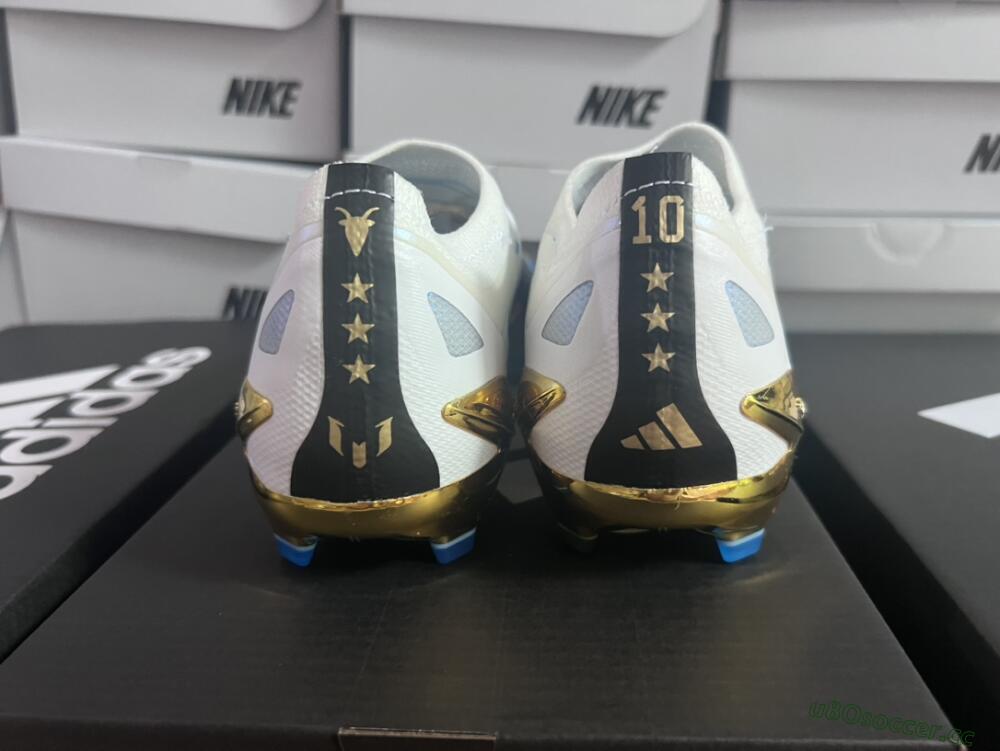Men's Adidas X Crazyfast.1 FG Firm Ground Low-Tops Football Boots - White/Blue/Gold