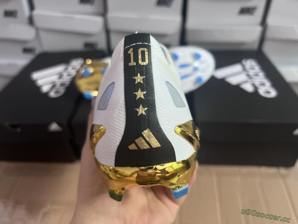 Men's Adidas X Crazyfast.1 FG Firm Ground Low-Tops Football Boots - White/Blue/Gold