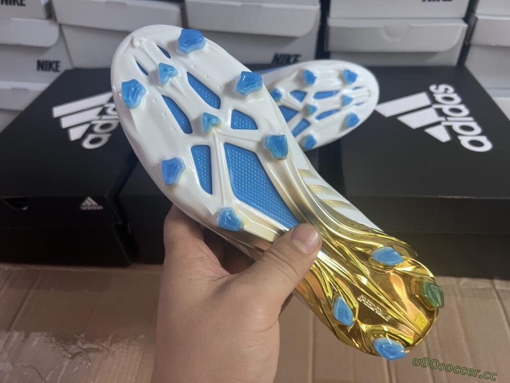 Men's Adidas X Crazyfast.1 FG Firm Ground Low-Tops Football Boots - White/Blue/Gold