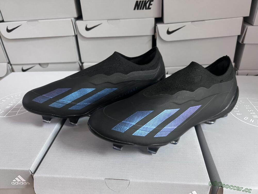 Men's Adidas X Crazyfast.1 FG Firm Ground Low-Tops Football Boots - Black/Blue