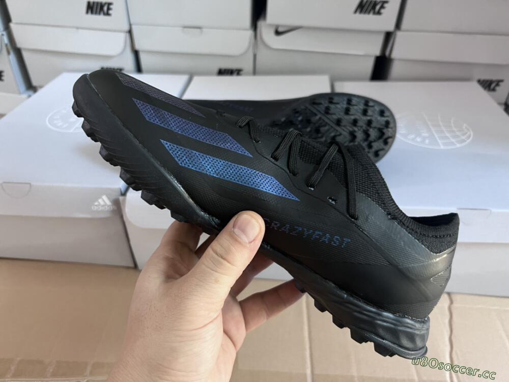 Men's Adidas X Crazyfast.1 TF Artificial Turf Low-Tops Football Shoes - Black/Blue