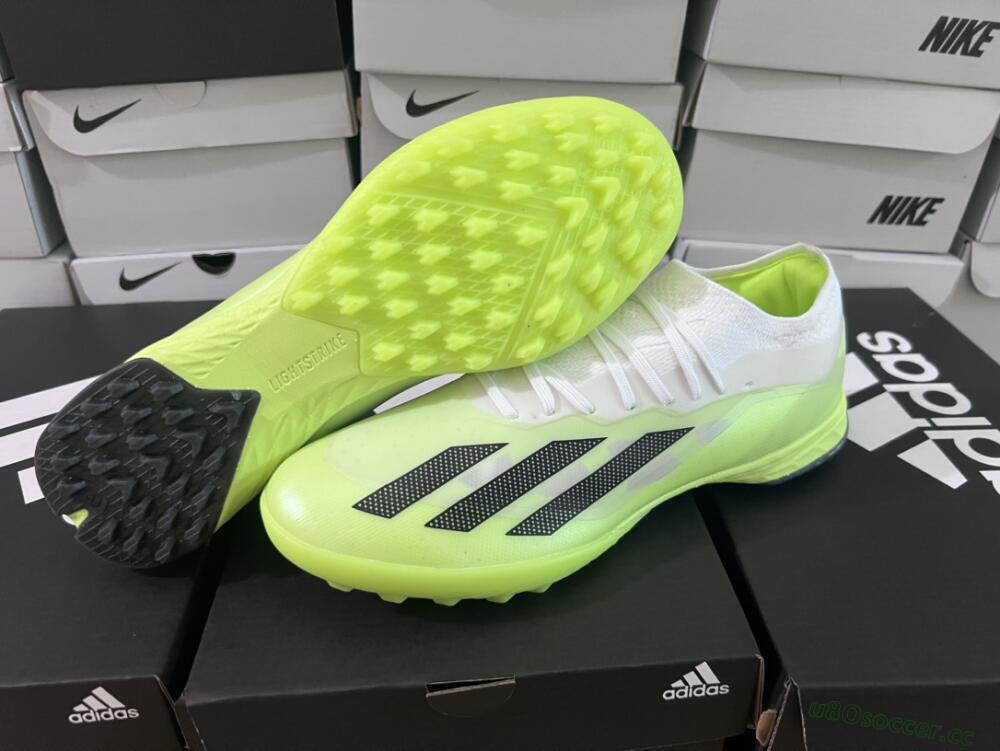 Men's Adidas X Crazyfast.1 TF Artificial Turf Low-Tops Football Shoes - Green/White/Black