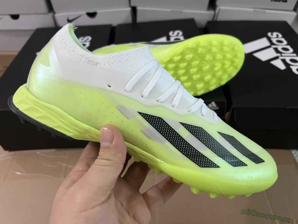 Men's Adidas X Crazyfast.1 TF Artificial Turf Low-Tops Football Shoes - Green/White/Black