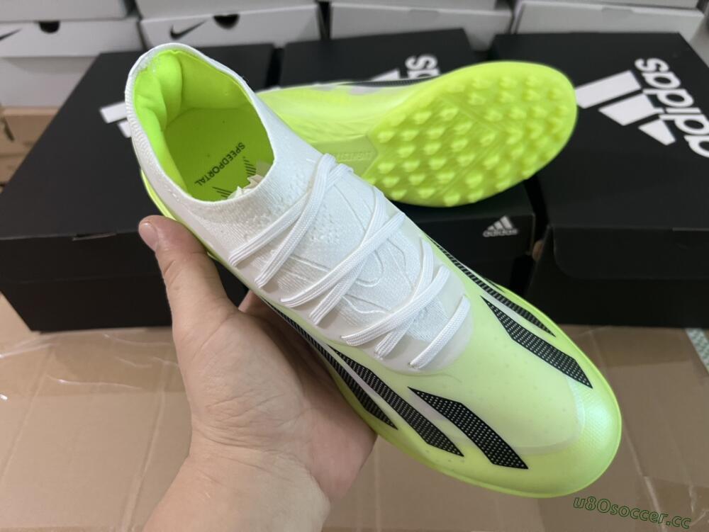 Men's Adidas X Crazyfast.1 TF Artificial Turf Low-Tops Football Shoes - Green/White/Black