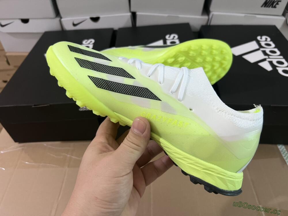 Men's Adidas X Crazyfast.1 TF Artificial Turf Low-Tops Football Shoes - Green/White/Black