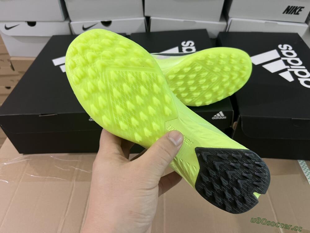 Men's Adidas X Crazyfast.1 TF Artificial Turf Low-Tops Football Shoes - Green/White/Black