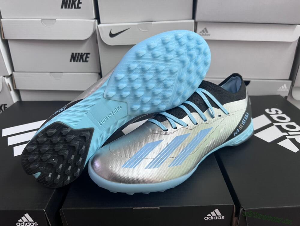 Men's Adidas X Crazyfast.1 TF Artificial Turf Low-Tops Football Shoes - Blue/Silver/Black