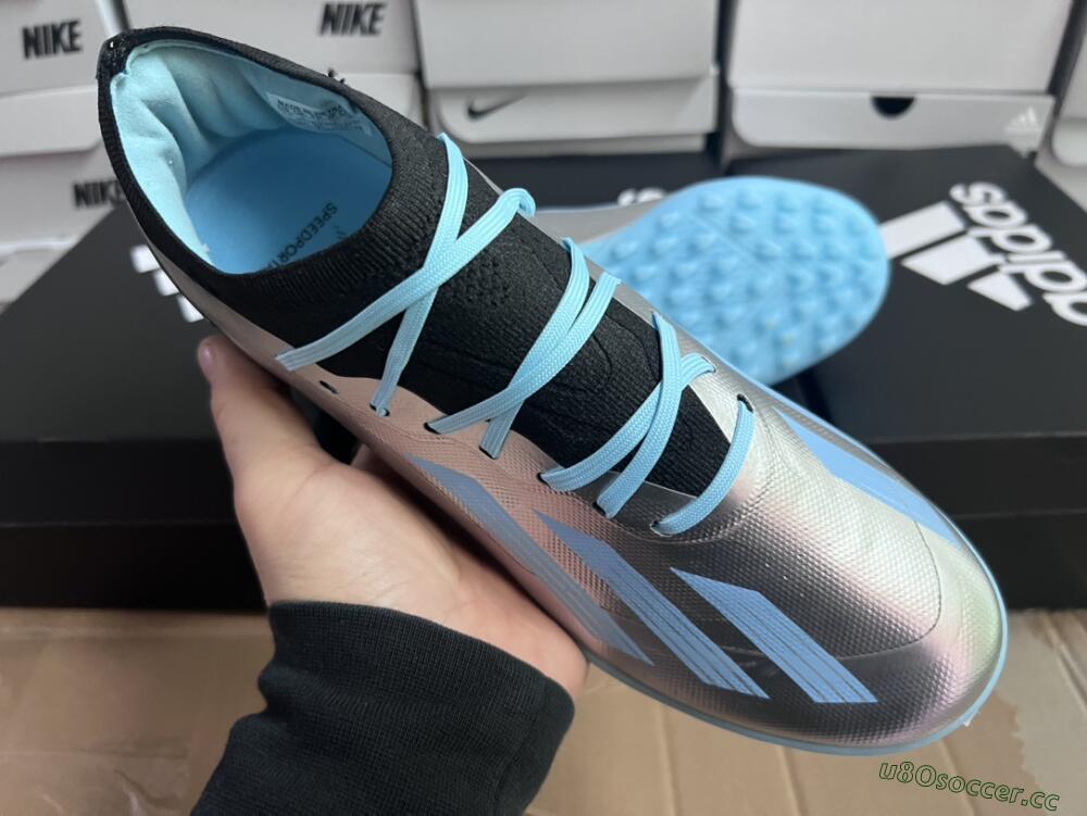 Men's Adidas X Crazyfast.1 TF Artificial Turf Low-Tops Football Shoes - Blue/Silver/Black