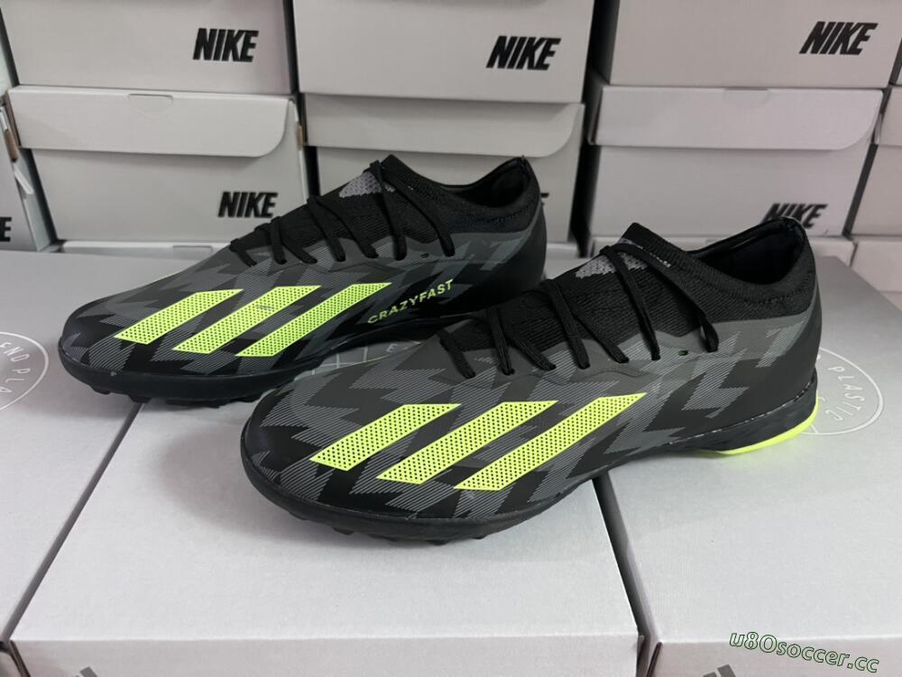 Men's Adidas X Crazyfast.1 TF Artificial Turf Low-Tops Football Shoes - Black/Yellow