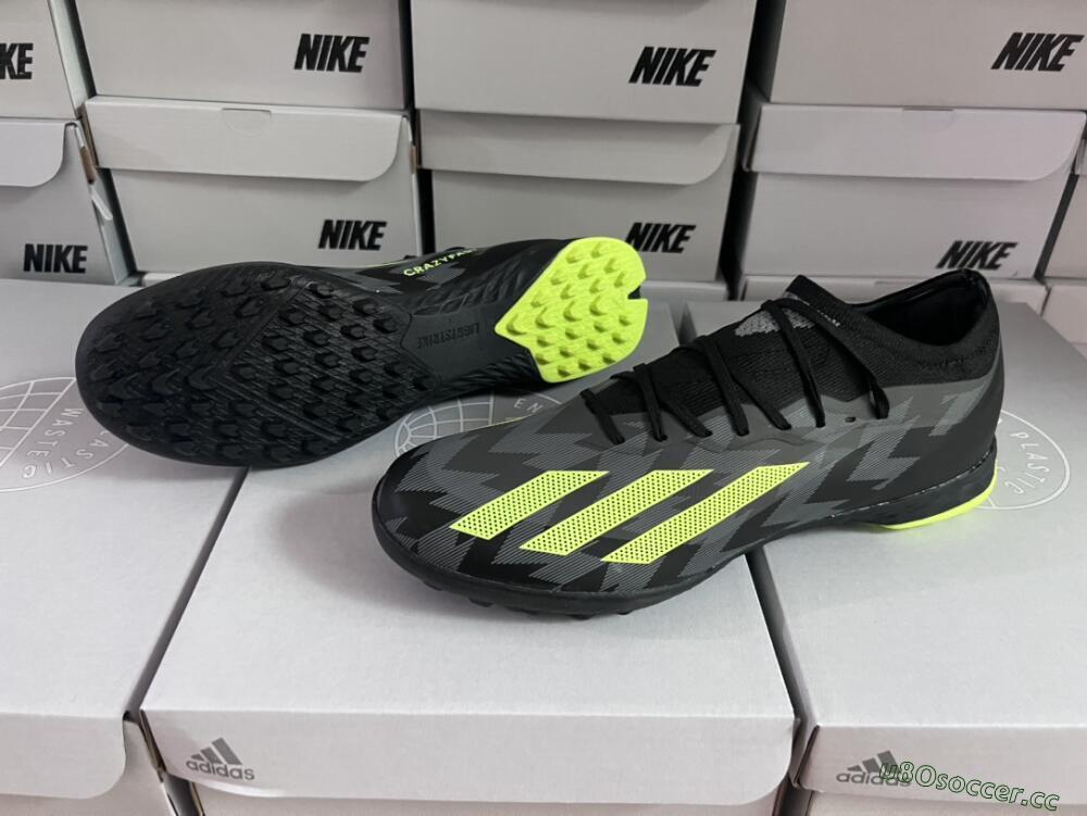 Men's Adidas X Crazyfast.1 TF Artificial Turf Low-Tops Football Shoes - Black/Yellow