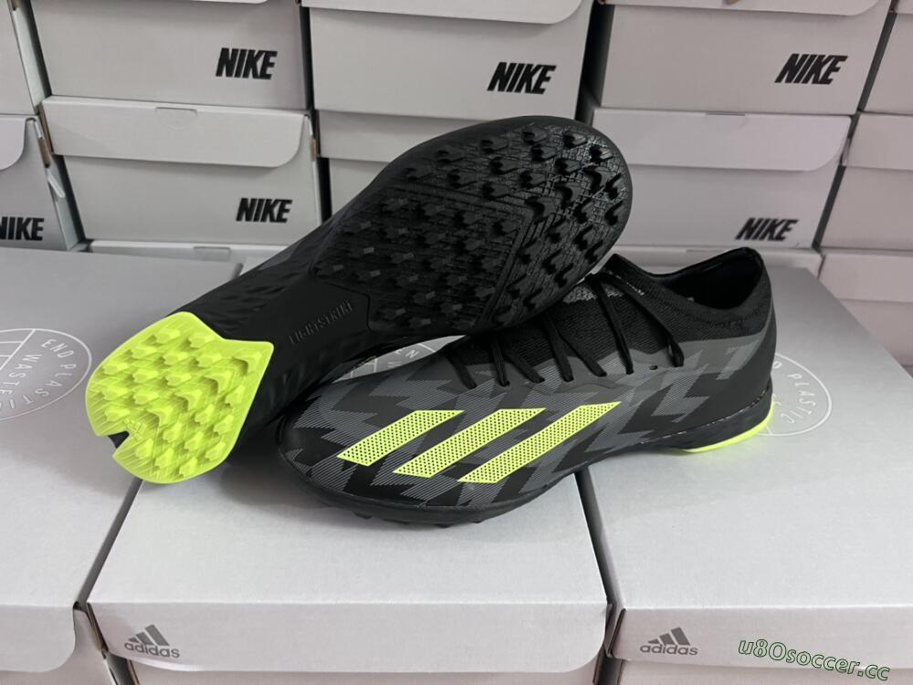 Men's Adidas X Crazyfast.1 TF Artificial Turf Low-Tops Football Shoes - Black/Yellow
