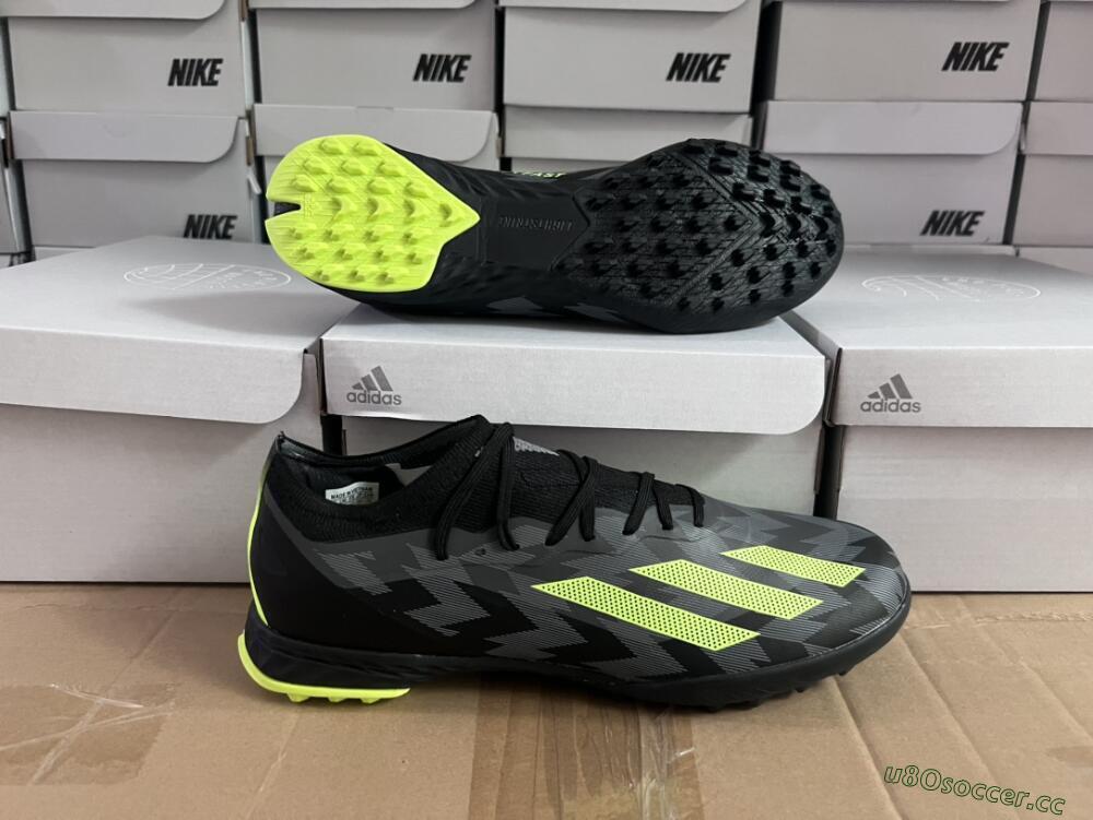 Men's Adidas X Crazyfast.1 TF Artificial Turf Low-Tops Football Shoes - Black/Yellow