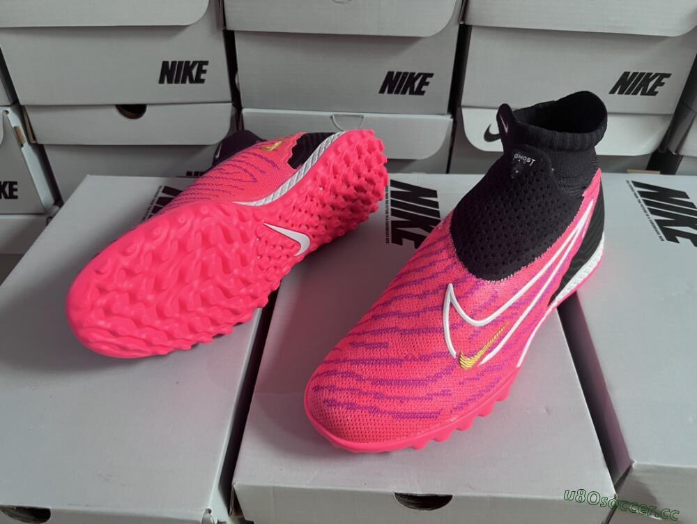 Men's Nike Phantom GX Elite DF Link TF Artificial Turf High-Tops Football Shoes - Pink/Gold/White/Black