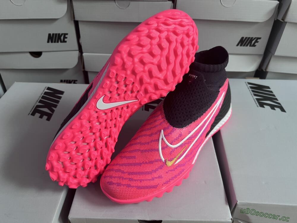 Men's Nike Phantom GX Elite DF Link TF Artificial Turf High-Tops Football Shoes - Pink/Gold/White/Black