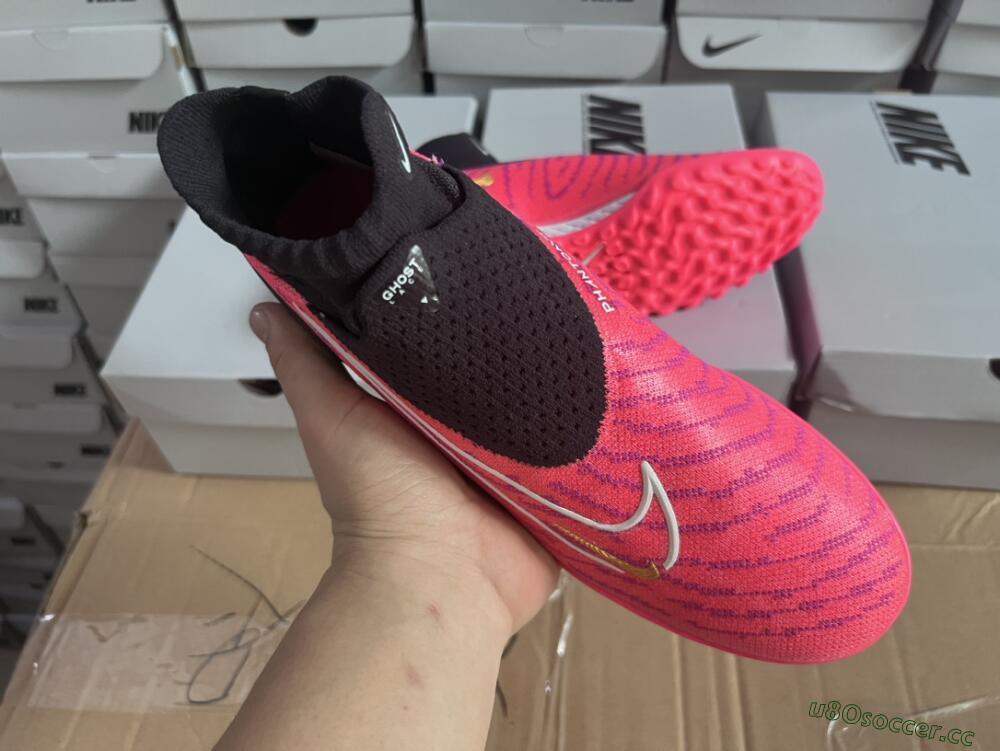 Men's Nike Phantom GX Elite DF Link TF Artificial Turf High-Tops Football Shoes - Pink/Gold/White/Black