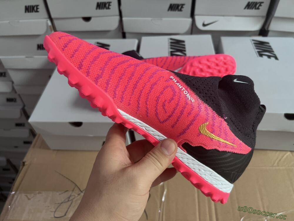 Men's Nike Phantom GX Elite DF Link TF Artificial Turf High-Tops Football Shoes - Pink/Gold/White/Black