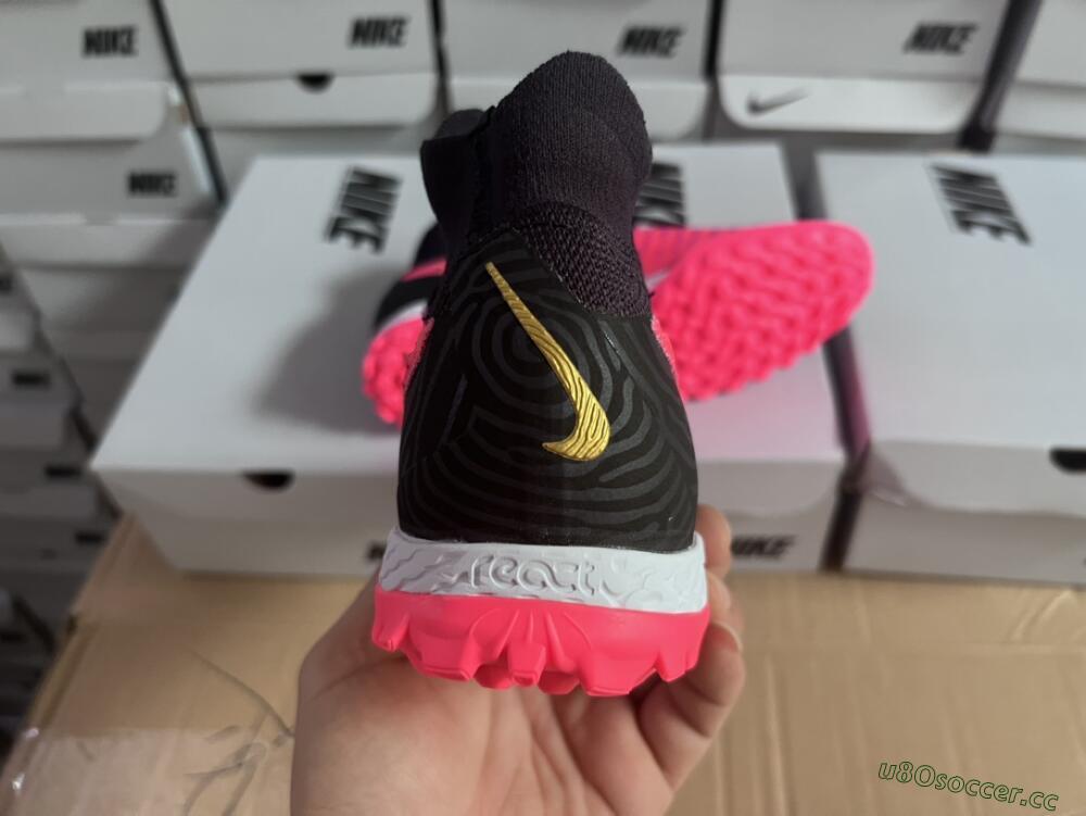 Men's Nike Phantom GX Elite DF Link TF Artificial Turf High-Tops Football Shoes - Pink/Gold/White/Black