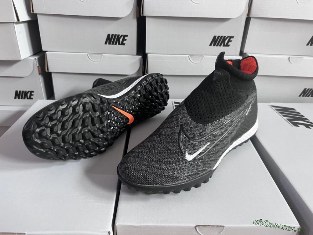 Unisex Nike Phantom GX Elite DF Black Pack TF Artificial Turf High-Tops Football Shoes - Black/White/Orange