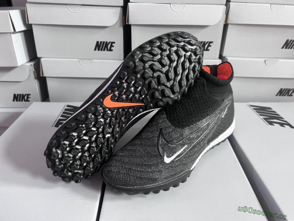 Unisex Nike Phantom GX Elite DF Black Pack TF Artificial Turf High-Tops Football Shoes - Black/White/Orange