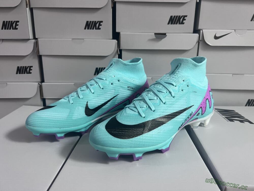 Unisex Nike Air Zoom Mercurial Superfly 9 Elite FG Firm Ground High-Tops Football Boots - Blue/Black/Purple