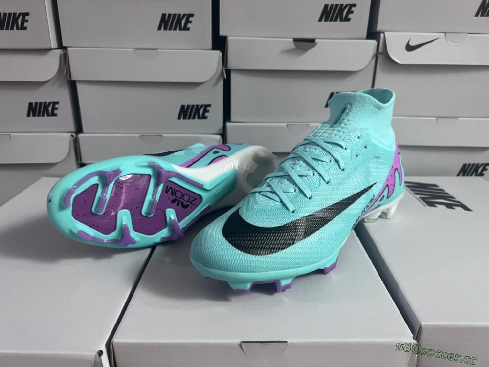 Unisex Nike Air Zoom Mercurial Superfly 9 Elite FG Firm Ground High-Tops Football Boots - Blue/Black/Purple