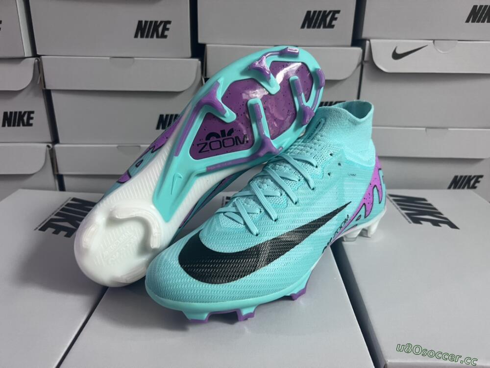 Unisex Nike Air Zoom Mercurial Superfly 9 Elite FG Firm Ground High-Tops Football Boots - Blue/Black/Purple