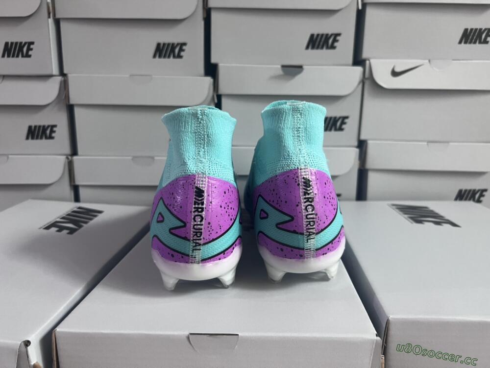 Unisex Nike Air Zoom Mercurial Superfly 9 Elite FG Firm Ground High-Tops Football Boots - Blue/Black/Purple