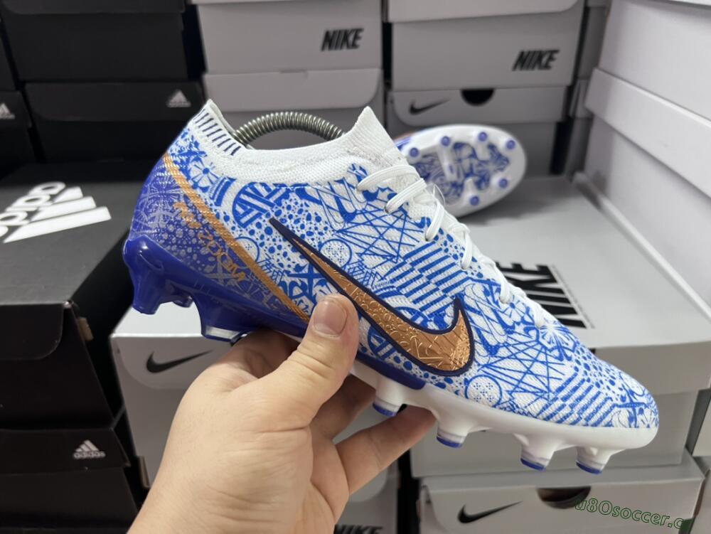 Unisex Nike Air Zoom Mercurial Vapor 15 Elite AG Artificial Grass Low-Tops Football Boots - Blue/White