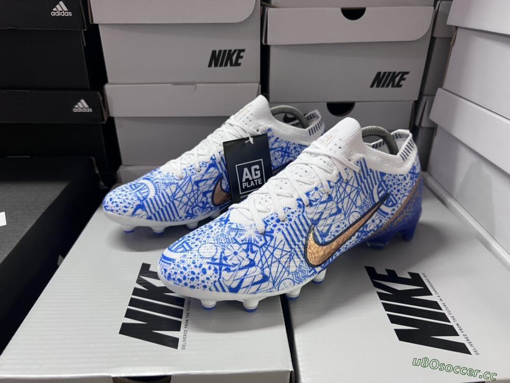 Unisex Nike Air Zoom Mercurial Vapor 15 Elite AG Artificial Grass Low-Tops Football Boots - Blue/White