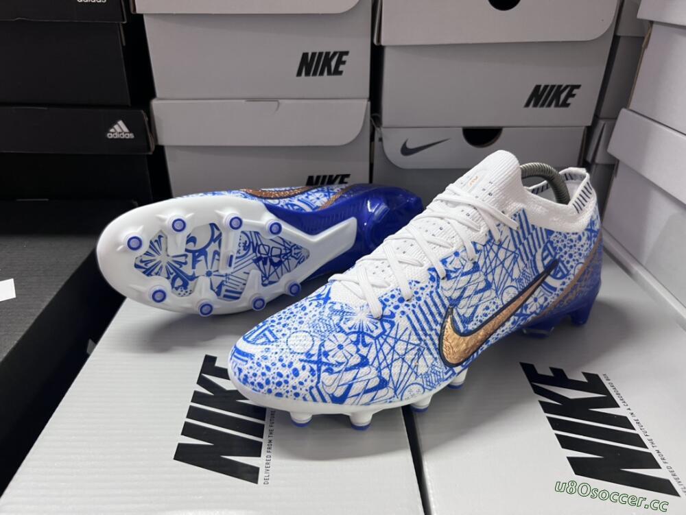 Unisex Nike Air Zoom Mercurial Vapor 15 Elite AG Artificial Grass Low-Tops Football Boots - Blue/White