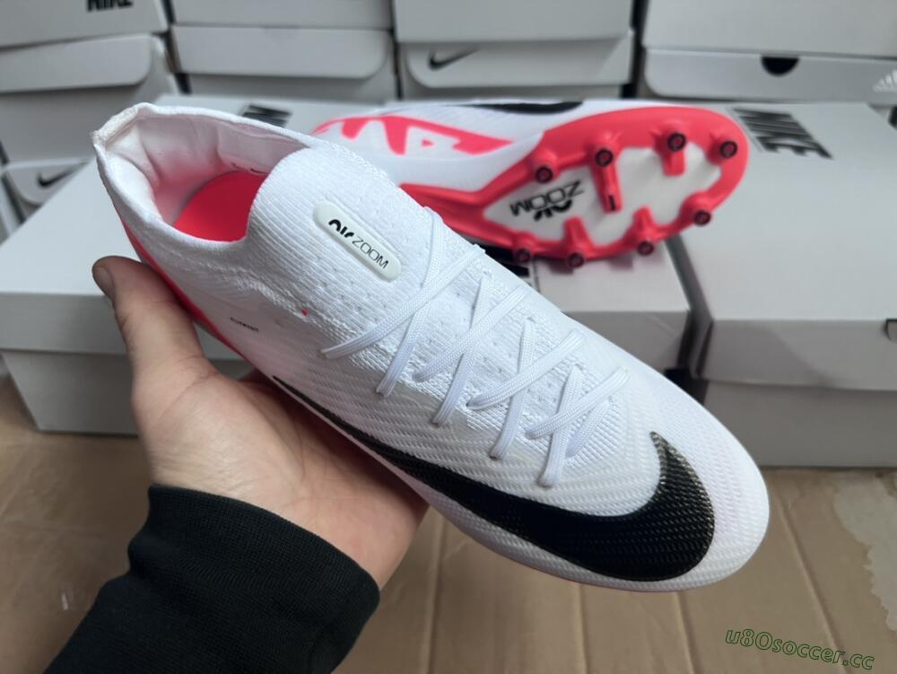 Men's Nike Air Zoom Mercurial Vapor 15 Elite AG Artificial Grass Low-Tops Football Boots - White/Black/Red