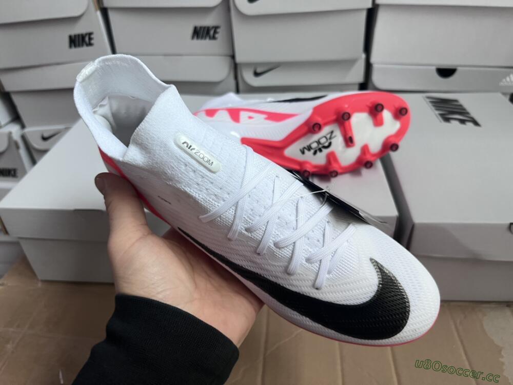 Men's Nike Air Zoom Mercurial Superfly 9 Elite AG Artificial Grass High-Tops Football Boots - White/Red/Black