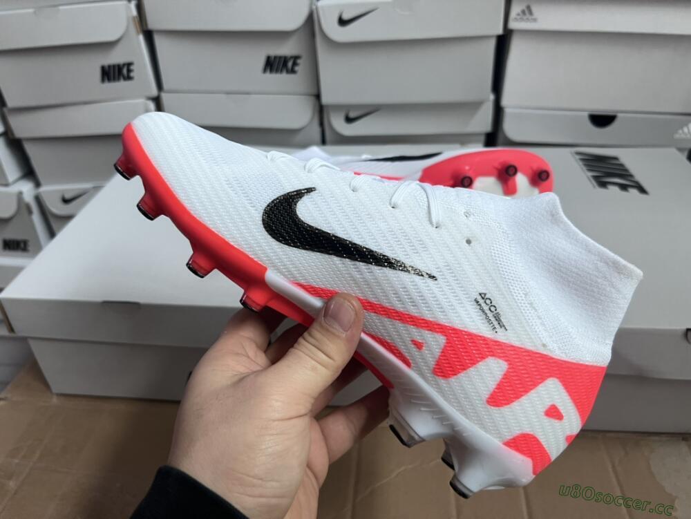 Men's Nike Air Zoom Mercurial Superfly 9 Elite AG Artificial Grass High-Tops Football Boots - White/Red/Black