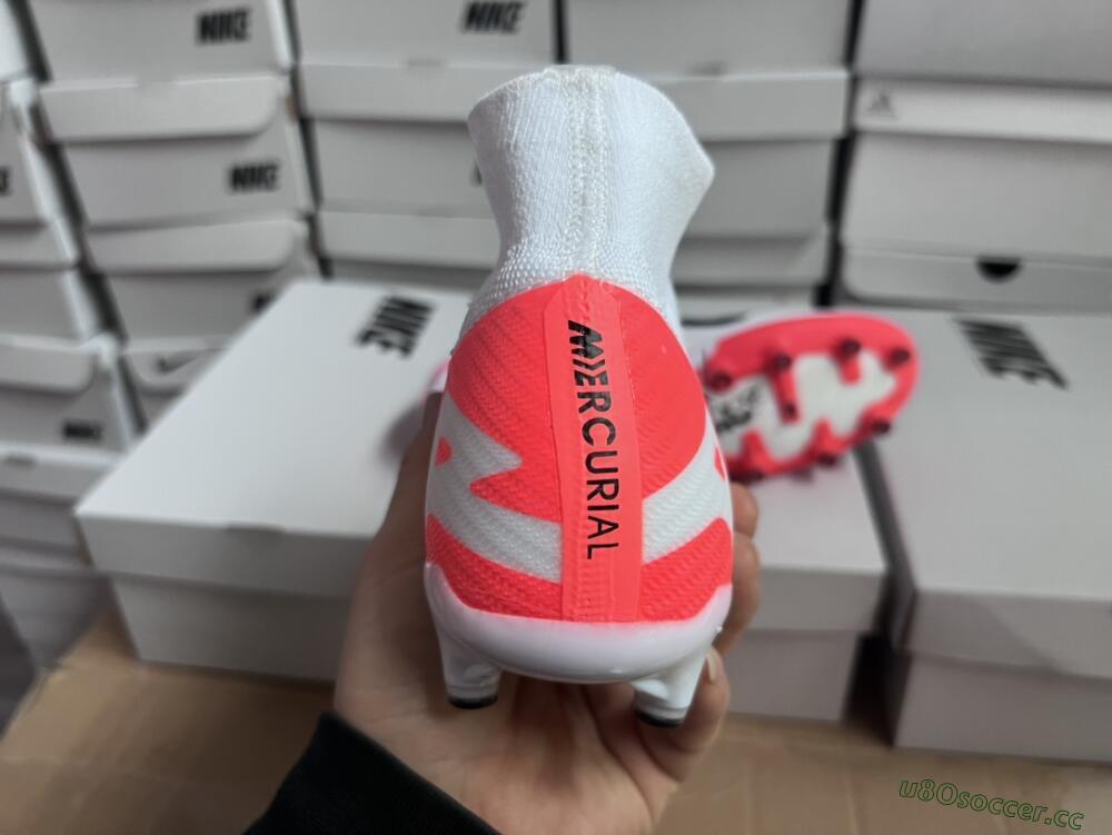 Men's Nike Air Zoom Mercurial Superfly 9 Elite AG Artificial Grass High-Tops Football Boots - White/Red/Black