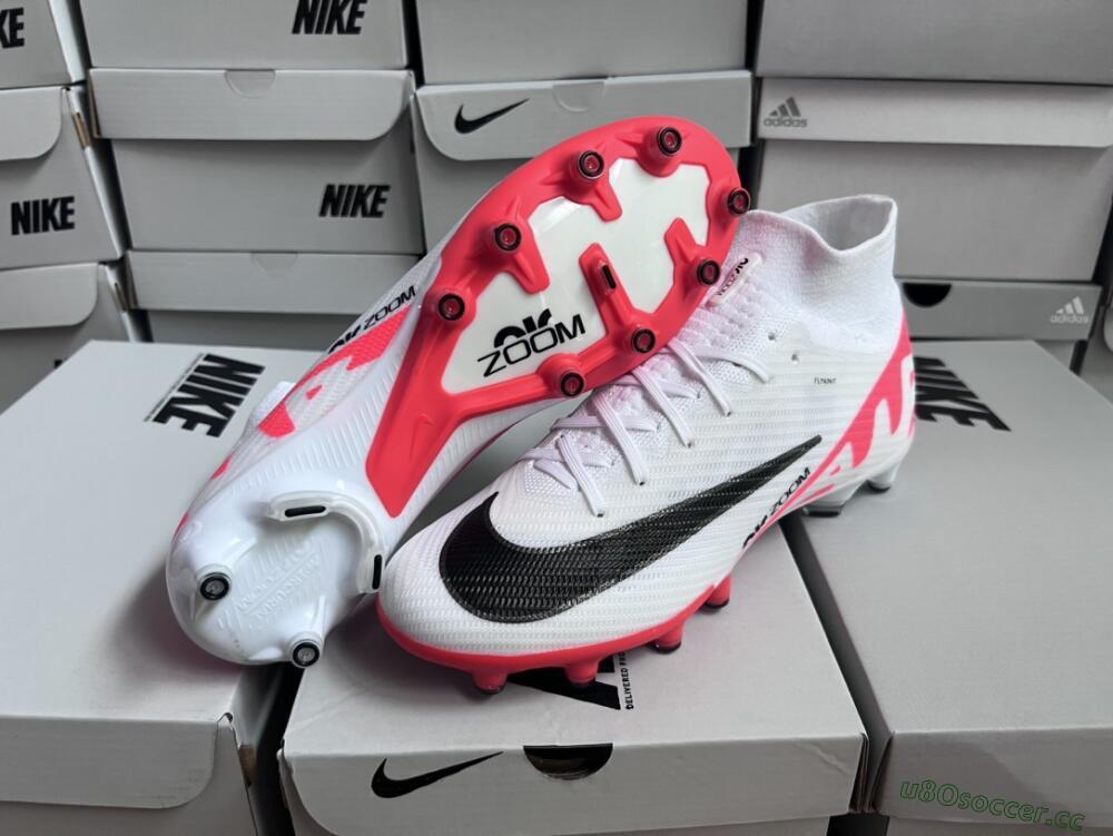 Men's Nike Air Zoom Mercurial Superfly 9 Elite AG Artificial Grass High-Tops Football Boots - White/Red/Black