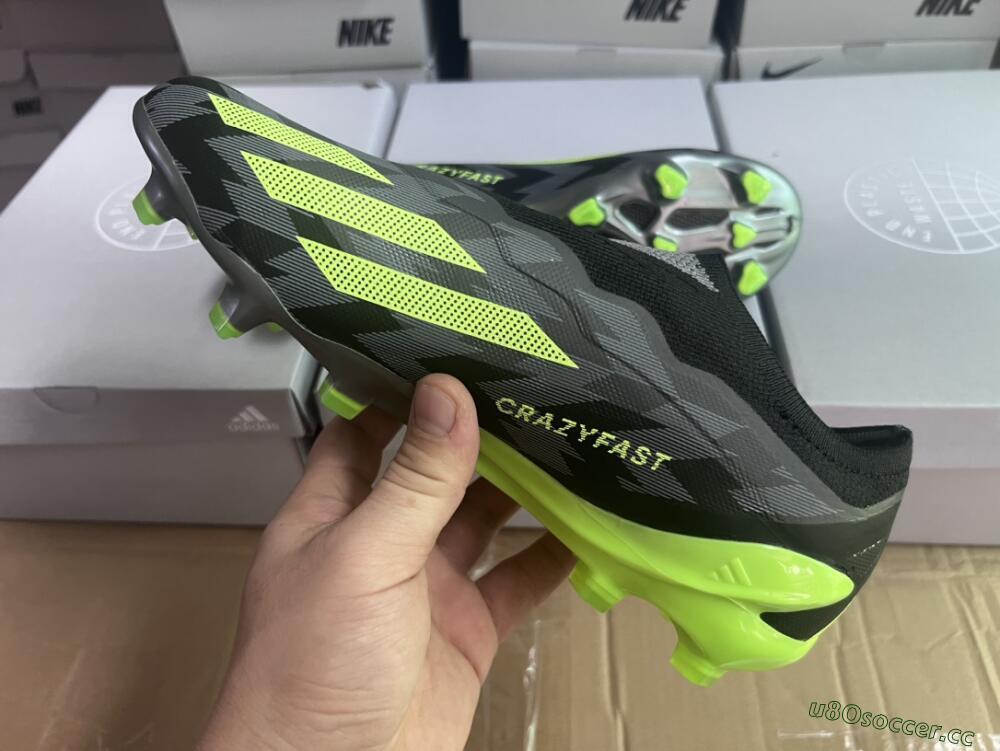 Men's Adidas X Crazyfast+ FG Firm Ground Low-Tops Football Boots - Grey/Black/Green