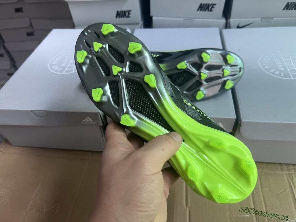 Men's Adidas X Crazyfast+ FG Firm Ground Low-Tops Football Boots - Grey/Black/Green