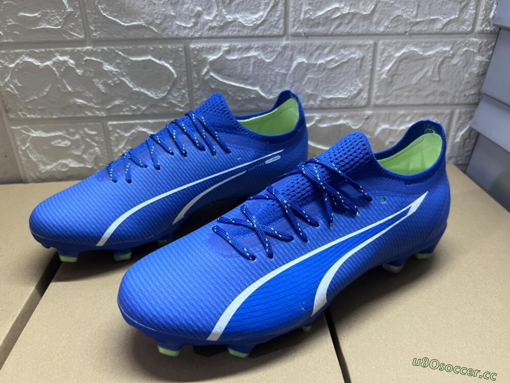 Men's Puma Ultra Ultimate FG Firm Ground Low-Tops Football Boots - Blue/White/Yellow