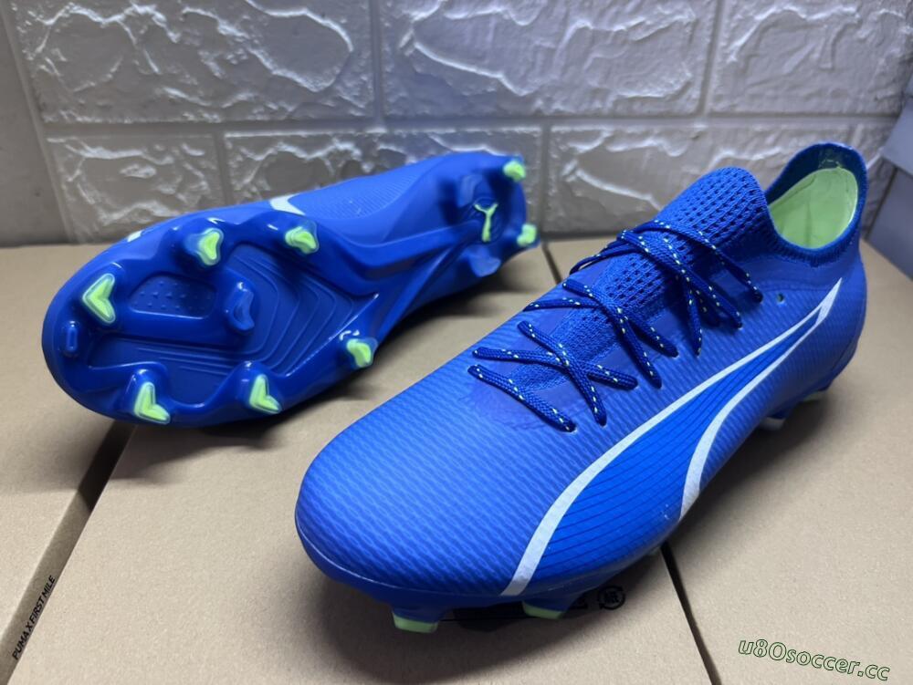 Men's Puma Ultra Ultimate FG Firm Ground Low-Tops Football Boots - Blue/White/Yellow