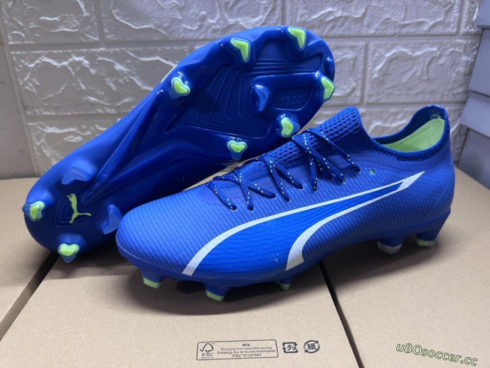 Men's Puma Ultra Ultimate FG Firm Ground Low-Tops Football Boots - Blue/White/Yellow