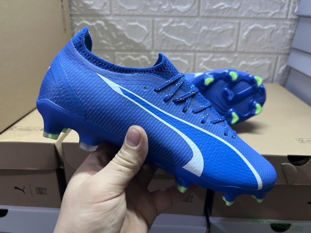 Men's Puma Ultra Ultimate FG Firm Ground Low-Tops Football Boots - Blue/White/Yellow