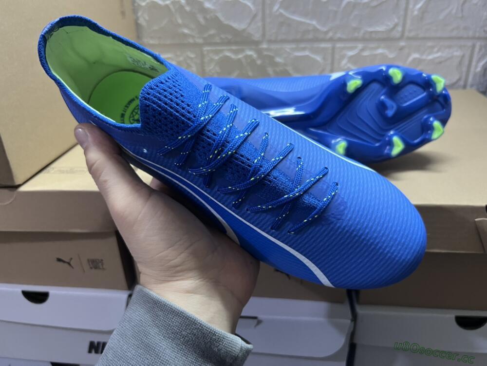 Men's Puma Ultra Ultimate FG Firm Ground Low-Tops Football Boots - Blue/White/Yellow